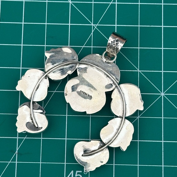 Turquoise naja sterling silver southwestern pendant - Picture 3 of 9